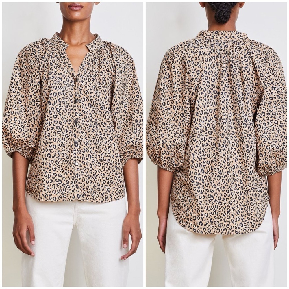 Apiece Apart Mitte Top 100% Organic Cotton Leopard Spots Animal Print Size 6